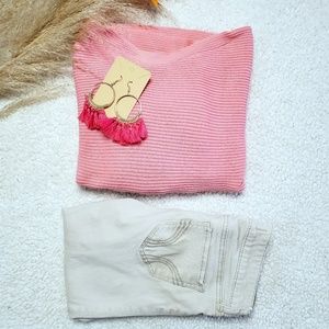 L.O.G.G by H&M (XS) Dolman Sleeve Sweater Top Pink